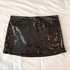 Black Sequins Mini Skirt